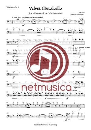 "Velvet Metalcello" für Cello-Trio (Cello-Ensemble) und Drums (PDF) – Bild 3