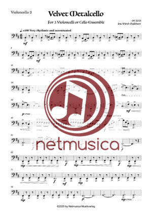 "Velvet Metalcello" für Cello-Trio (Cello-Ensemble) und Drums (PDF) – Bild 5