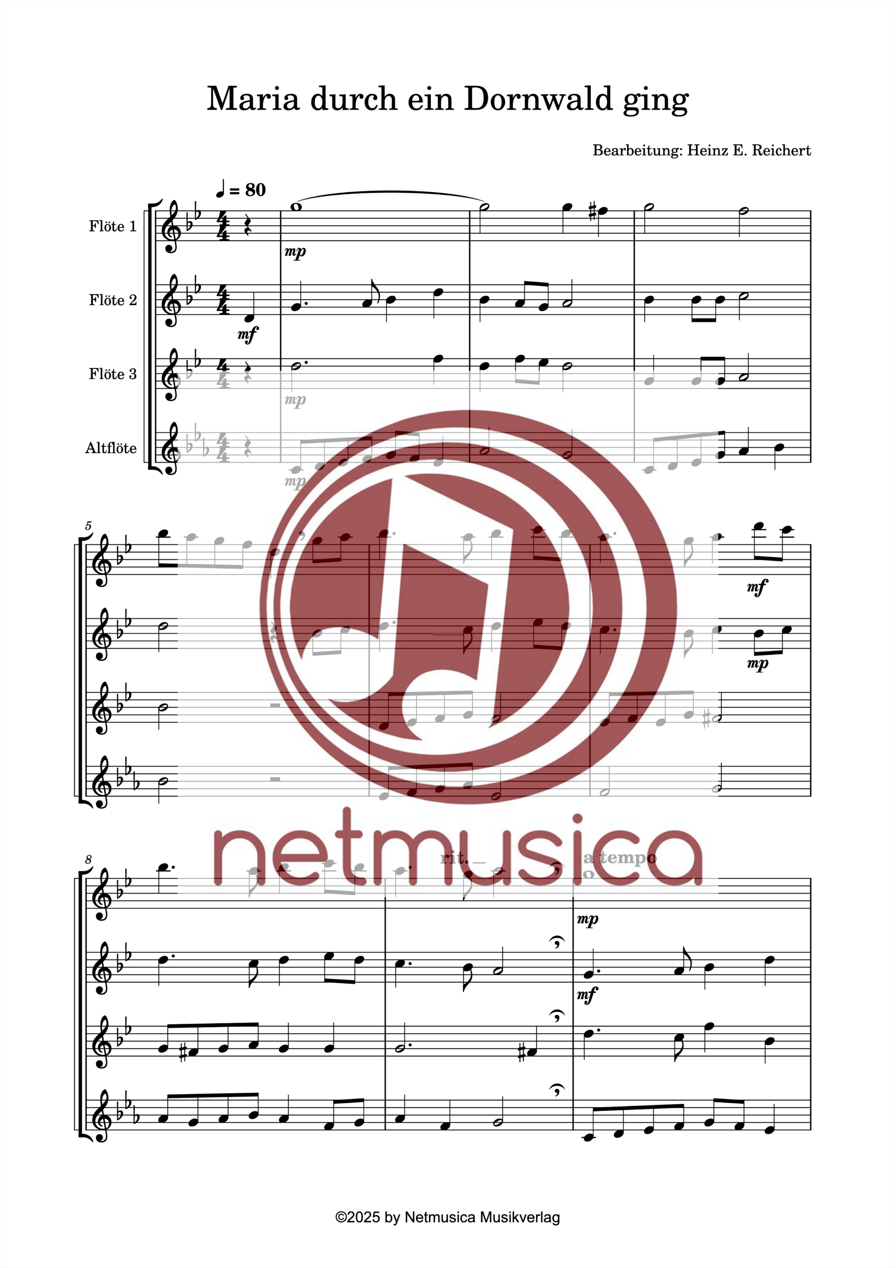 "Maria durch ein Dornwald ging" für Flöten-Quartett – Bild 2